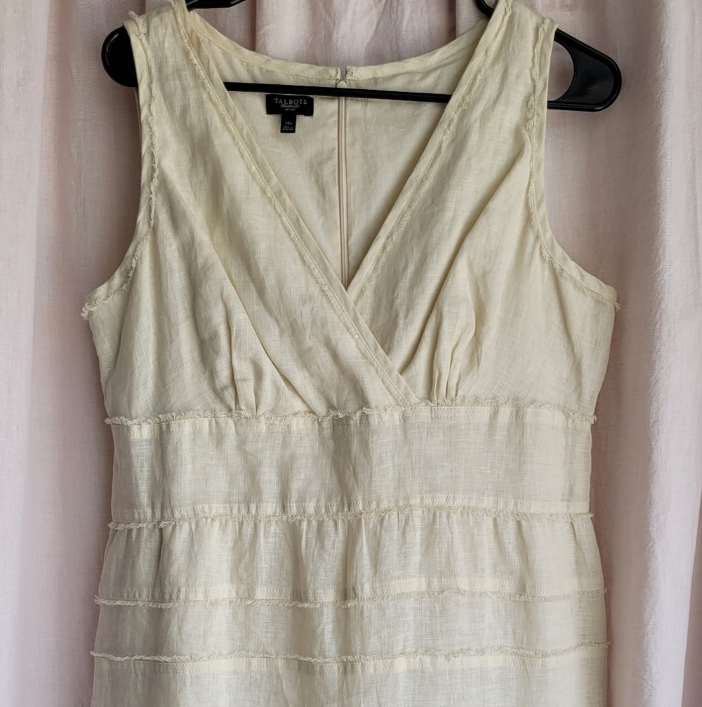 Talbots Cream Sleeveless V-Neck Sundress